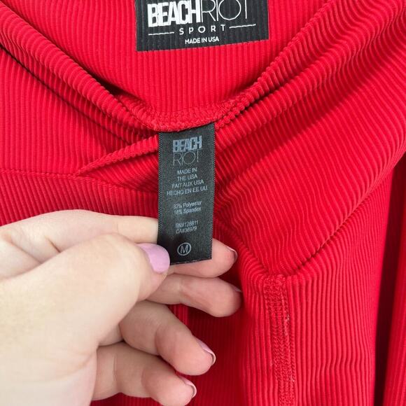 Beach Riot Cara‎ Rib Leggings Red Crossover Front Size Medium - Picture 10 of 11